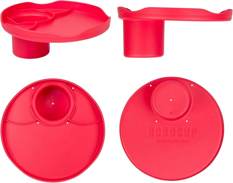 ROBOCUP Plate Accessory, in All 12 Colors, Conveniently Holds Your Food, Snacks, Drinks | Multi-Use Hands Free Project Work Station, Ruggedized Portable Design, Diameter of 8.5"/21.6 CM (Red) - Image 1